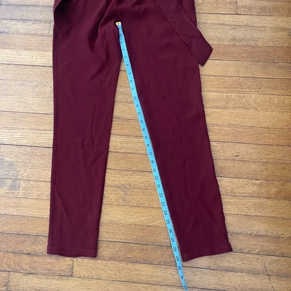 Sézane Austin Paperbag Waist Trousers Burgundy High Rise Belted US 0 - Picture 7 of 9